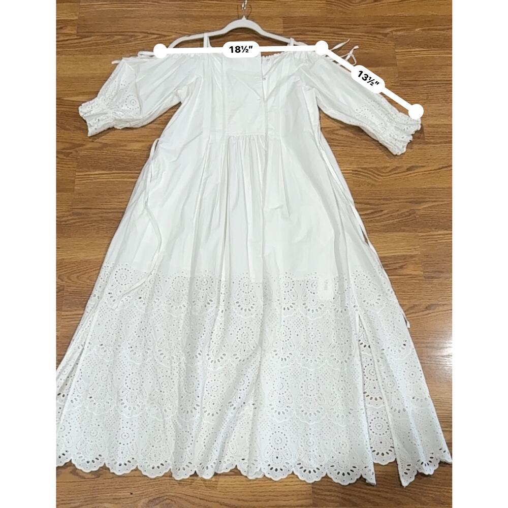 Ulla Johnson Narcisa White Eyelet Off Shoulder Puff Sleeve Maxi Dress 0 - Picture 10 of 14